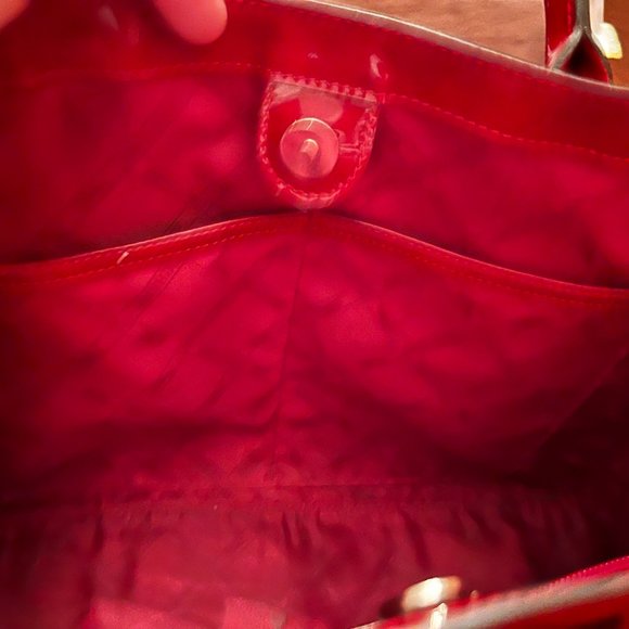 Longchamp Roseau Ruby Red Patent Leather Top Handle Purse with Shoulder Strap - Picture 3 of 7